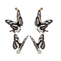 Acrylic Butterfly Pearl Tassel Drop Earrings With Silver Needle, Trendy Long Statement Jewelry view 5
