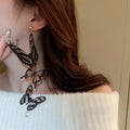Acrylic Butterfly Pearl Tassel Drop Earrings With Silver Needle, Trendy Long Statement Jewelry view 3