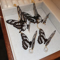 Acrylic Butterfly Pearl Tassel Drop Earrings With Silver Needle, Trendy Long Statement Jewelry view 4