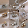 Copper Zircon Butterfly Pearl Stud Earrings French Vintage Light Luxury Geometric OL Style view 3