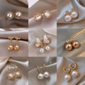 Copper Zircon Butterfly Pearl Stud Earrings French Vintage Light Luxury Geometric OL Style view 1