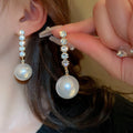 Copper Zircon Butterfly Pearl Stud Earrings French Vintage Light Luxury Geometric OL Style view 4