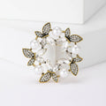 Alloy Rhinestone Pearl Butterfly Wreath Brooch Pin For Coats view 2