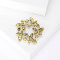 Alloy Rhinestone Pearl Butterfly Wreath Brooch Pin For Coats view 3