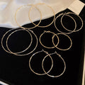 Shimmering Metal Round Hoop Earrings With Silver Posts, Minimalist European Style For Women view 1