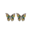 Alloy Silver Needle Sparkling Rhinestone Butterfly Waterdrop Stud Earrings For Women view 5