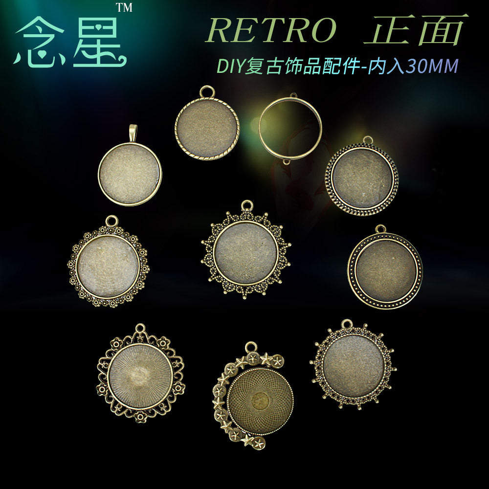 30mm Vintage Round Bezel Setting Pendant Base