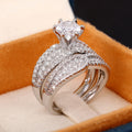 European Women's Sparkling Rhinestone Engagement Ring Set, Fashion Light Luxury Jewelry view 2