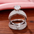 European Women's Sparkling Rhinestone Engagement Ring Set, Fashion Light Luxury Jewelry view 3