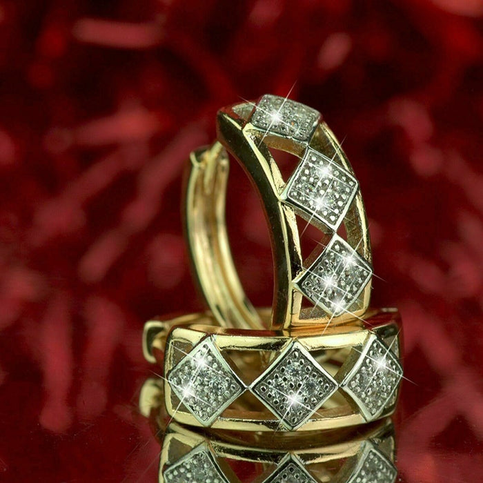 Vintage Premium Rhombus Hoop Earrings Trendy Daily Commuter Ear Cuff Jewelry For Women