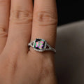 Fashion Luxury Simple Square Colorful Women's Ring, Elegant European American Statement Finger Jewelry view 3