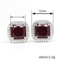 Classic Square Red Stud Earrings, Royal Noble Style Luxury Dress Accessory Earrings For Women view 5
