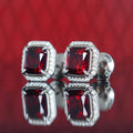 Classic Square Red Stud Earrings, Royal Noble Style Luxury Dress Accessory Earrings For Women view 2