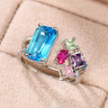 Exaggerated Light Luxury Zircon Open Ring Niche Colorful Geometric Fashion Finger Jewelry view 4