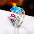 Exaggerated Light Luxury Zircon Open Ring Niche Colorful Geometric Fashion Finger Jewelry view 2