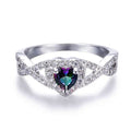 Cross Heart Closed Ring With Micro Pave Setting, Creative Heart Shape Elegant Fashion Ring For Women view 3