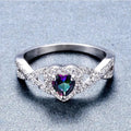 Cross Heart Closed Ring With Micro Pave Setting, Creative Heart Shape Elegant Fashion Ring For Women view 4
