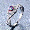Cross Heart Closed Ring With Micro Pave Setting, Creative Heart Shape Elegant Fashion Ring For Women view 2