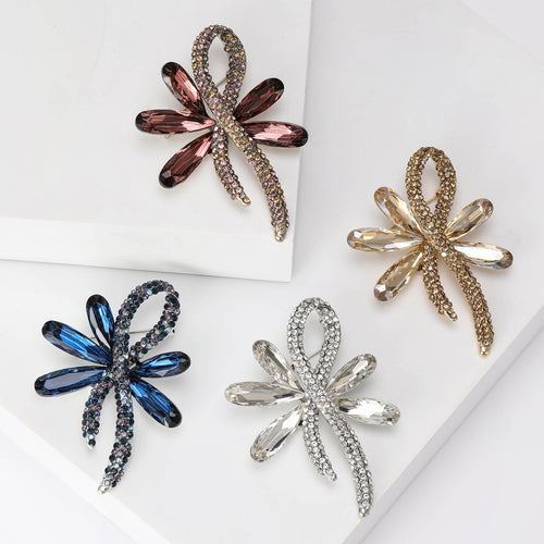 Fashion Alloy Rhinestone Bow Brooch For Womens Garment Decoration