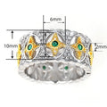 Vintage Court Style Two Tone Ring French Retro Star Moon Floral Hollow Lace Classic Finger Ring view 5