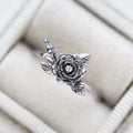 Vintage Rose Flower Copper Ring With Artistic Leaf Shape, Distressed Niche Korean Japanese Style view 2