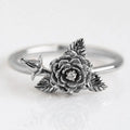 Vintage Rose Flower Copper Ring With Artistic Leaf Shape, Distressed Niche Korean Japanese Style view 1