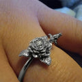 Vintage Rose Flower Copper Ring With Artistic Leaf Shape, Distressed Niche Korean Japanese Style view 3