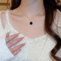 French Light Luxury Zircon Round Faux Pearl Geometric Clavicle Necklace Minimalist Fashion Jewelry view 3