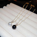 French Light Luxury Zircon Round Faux Pearl Geometric Clavicle Necklace Minimalist Fashion Jewelry view 4