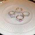 Elegant Zircon Pearl Open Ring With Hollow Circle Heart Bow Geometric Design view 4