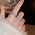 Elegant Zircon Pearl Open Ring With Hollow Circle Heart Bow Geometric Design view 2