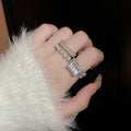 Elegant Zircon Pearl Open Ring With Hollow Circle Heart Bow Geometric Design view 3