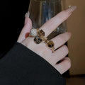 Gold Plated Zircon Geometric Open Ring With Round And Square Stones Vintage Statement Jewelry view 3
