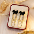 Vintage Velvet Bow Rhinestone Chain Tassel Detachable Two-Way Luxury Alloy Drop Earrings view 4