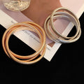 Vintage Metal Triple Layer Wide Stretch Bangle For Women European Luxury Statement Jewelry view 4