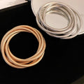 Vintage Metal Triple Layer Wide Stretch Bangle For Women European Luxury Statement Jewelry view 2