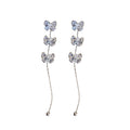 Chic Zircon Bowknot Round Bead Tassel Drop Earrings With Silver Posts For Sweet Fashion Style view 5