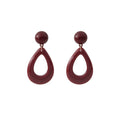 Elegant Vintage Wine Red Acrylic Resin Teardrop Dangle Round Stud Geometric French Style Earrings view 5