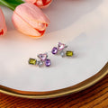 Elegant Micro Paved Heart And Irregular Geometric Colorful Zircon Alloy Silver Needle Stud Drop Earrings view 2