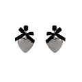 Elegant Black Bowknot Smoky Crystal Heart Drop Alloy Silver Needle Statement Dangle Earrings view 5