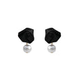 Elegant French Fabric Rose Flower Pearl Drop Studs With Silver Needle Light Luxury Women's Earrings view 5