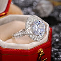 European Style Round Sparkling Large Zircon Ring Simple Oval Fashion Finger Ring view 3
