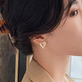 Unique Heart Shaped Stud Earrings For Women, Resin Zircon Daily Commuter Ear Jewelry view 3
