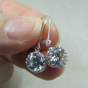 Sparkling Round Zircon Drop Earrings, Korean Style Commuter Ear Hooks For Young Women
