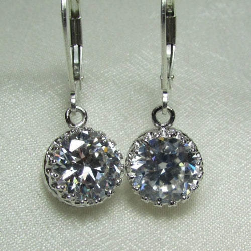 Sparkling Round Zircon Drop Earrings, Korean Style Commuter Ear Hooks For Young Women