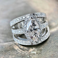 New Marquise Zircon Ring Three Layer Hollow Luxury Index Finger Ring For Party Jewelry view 3
