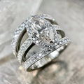 New Marquise Zircon Ring Three Layer Hollow Luxury Index Finger Ring For Party Jewelry view 1