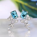 Geometric Irregular Zircon Stud Earrings Flower Series Unique Design Floral Earrings For Women view 2