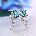 Geometric Irregular Zircon Stud Earrings Flower Series Unique Design Floral Earrings For Women view 3