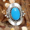 Bohemian Ethnic Style Vintage Exaggerated Oval Women Ring With Turquoise Statement Design view 1